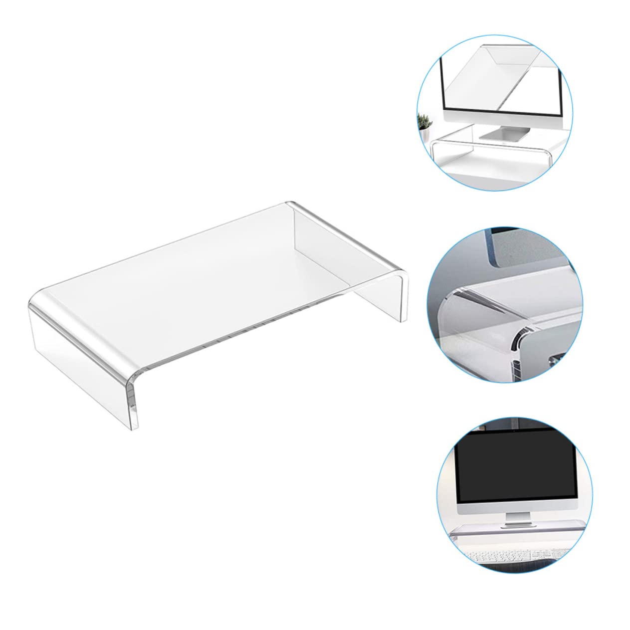 BESTonZON Monitor Risparmio Trasparente Acrilico Supporto da Scrivania in Base Rialzata di Spazio e Miglioramento Altezza Ufficio