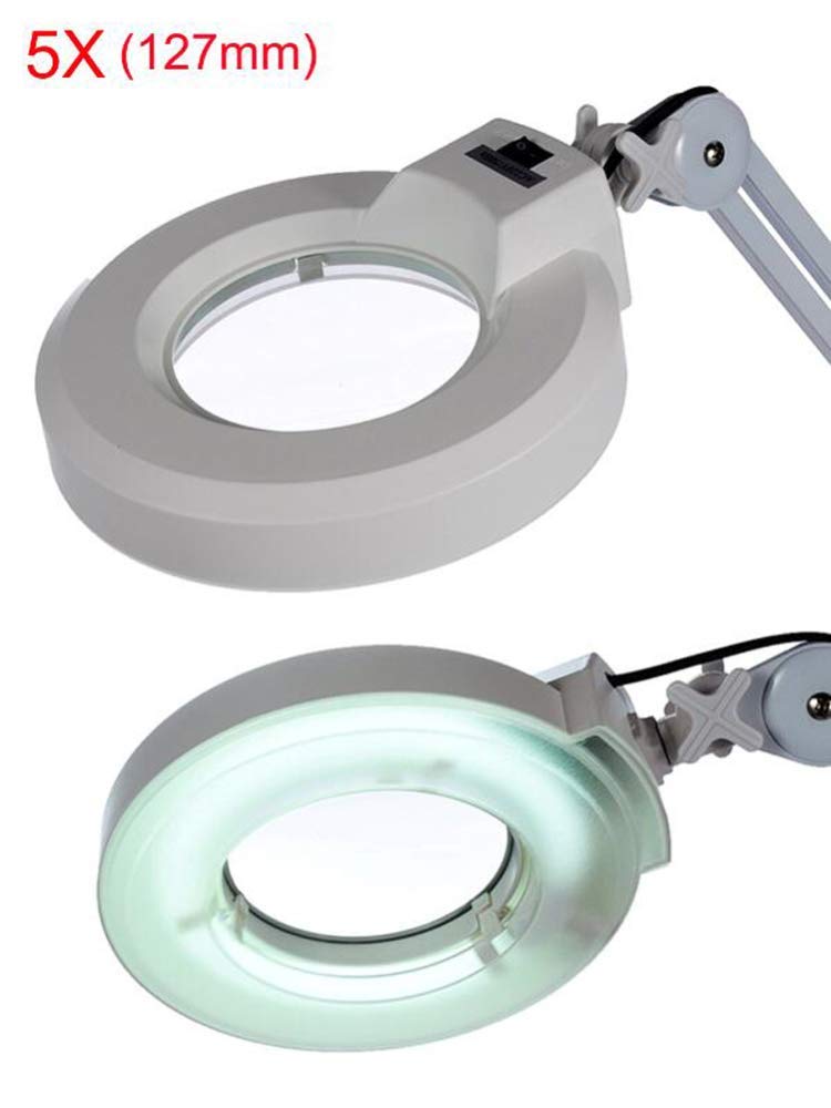 Lupa 5X LED Lampa podłogowa ze szkłem powiększającym - Regulowana podstawa, ramię obrotowe, lupa do czytania, lampa z gęsią szyją Keep it in mind