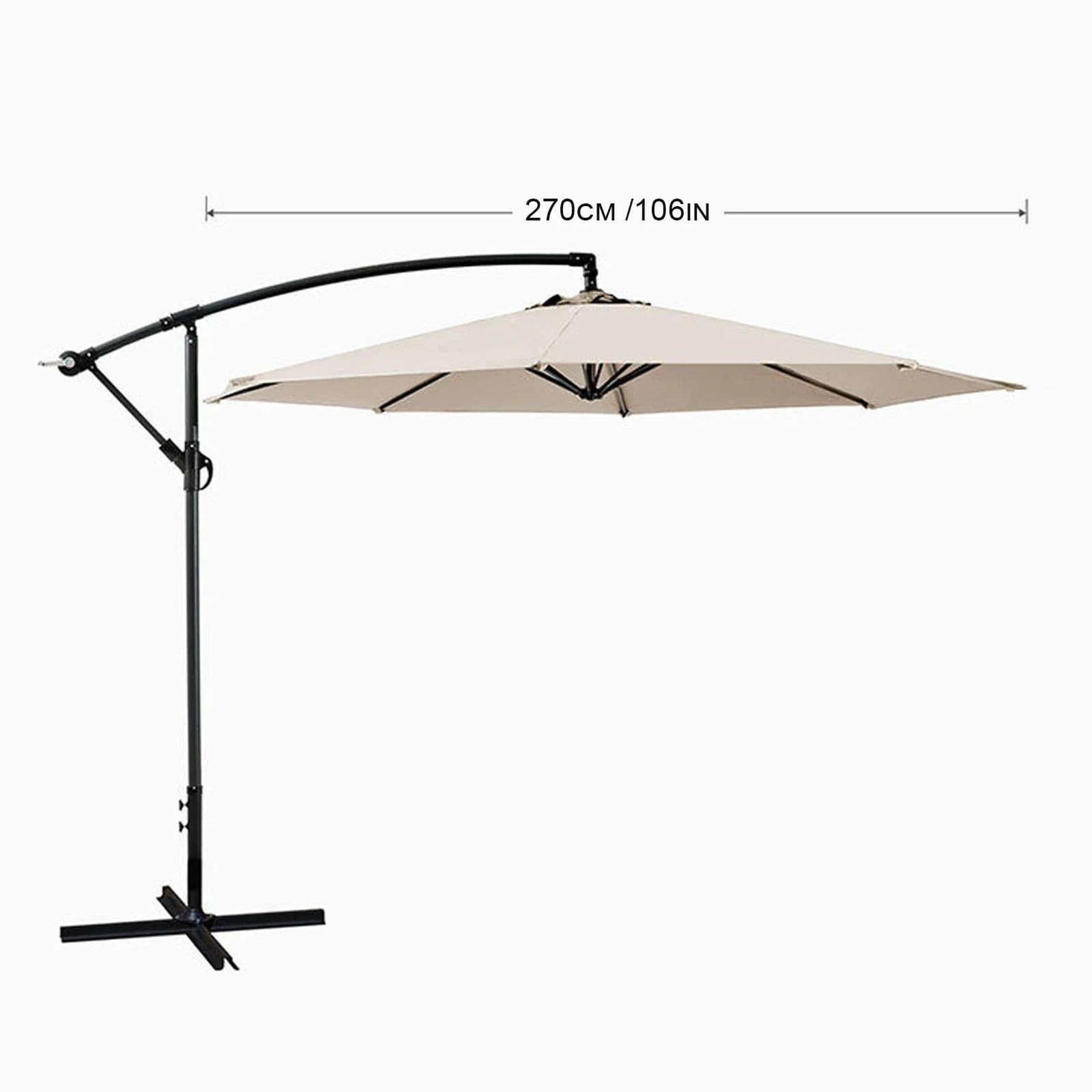 Hohota 2/2.7/3m Parasol Replaceable Cloth Outdoor Garden Patio Banana Umbrella Cover Sunshade Canopy(White,2.7M 8Ribs)