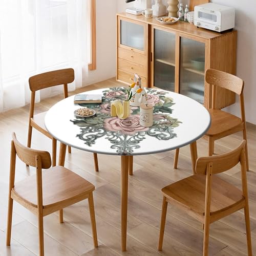 Nappe ronde infroissable aux motifs de roses de qualité supérieure - 8