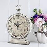 Stonebriar Large 12 Inch Decorative Battery Operated Table Top Clock with Roman Numerals and Antique Finish, 12", Worn White - Image 4