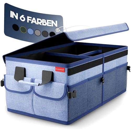 Heldenwerk - Heldenwerk Organiseur de Coffre de Voiture de qualité supérieure avec Couvercle, Stable et antidérapant, Pliable, Grand avec Double étagère, boîte de Rangement pour coffr
