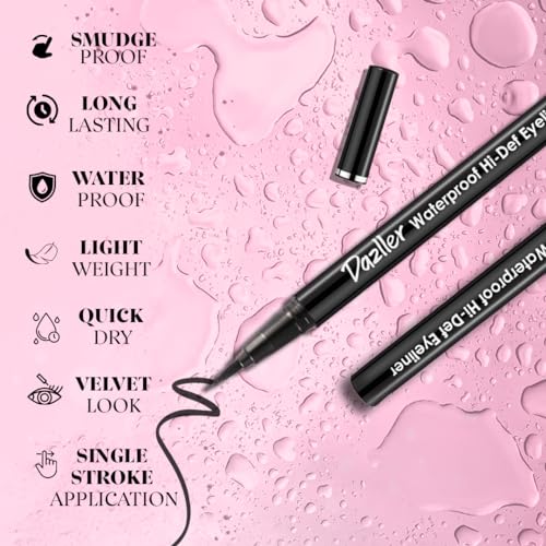 DAZLLER Hi-Def Matte Eyeliner, 1.1G, Black, Smudge-Proof, Waterproof Gel, Long-Lasting, Quick-Dry, Lightweight, Single Stroke Application, Velvet Look, Vegan & Cruelty-Free - Image 3