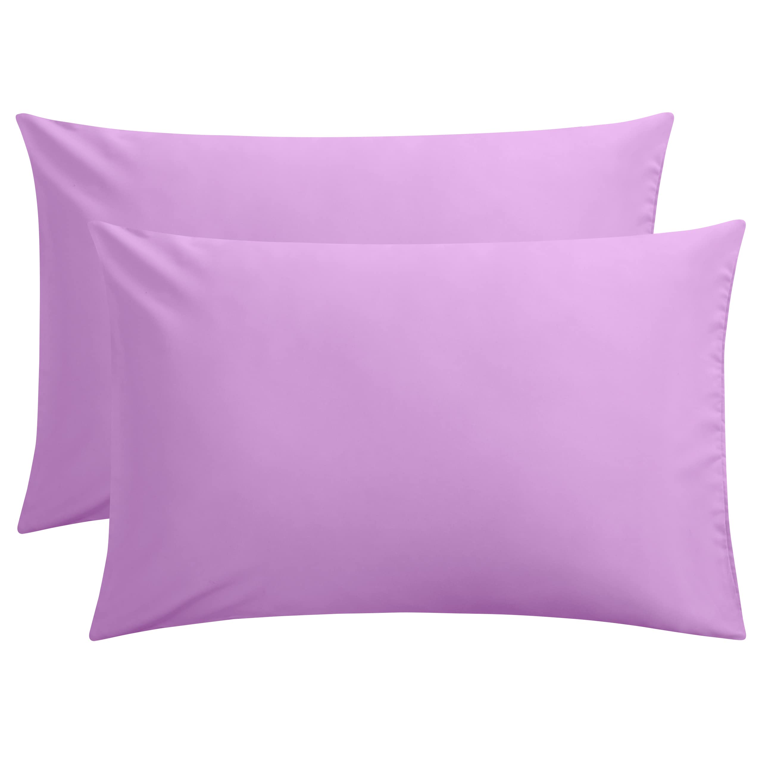 FLXXIE Pillow Cases Queen, Soft Microfiber Pillow Covers with Envelope Closure, Wrinkle Resistant Pillowcases, 2 Piece Set, 20x30, Lavender