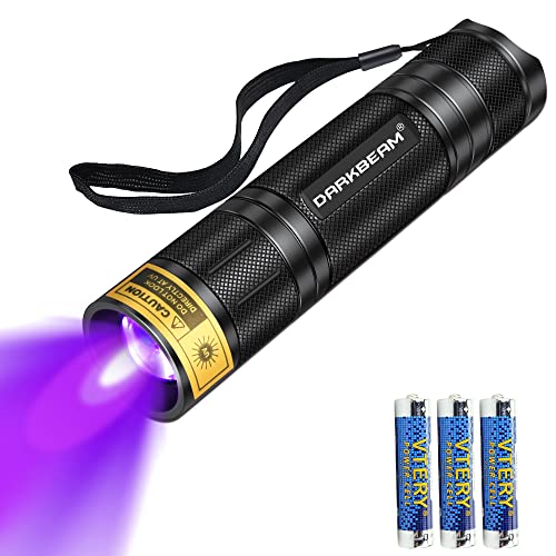 DARKBEAM UV Schwarzlicht Taschenlampe 395nm, Woods Lampe Mini 20W Ultraviolett LED Licht, Zoombar, Heimtierurindetektoren für Eingetrocknete Flecken, Skorpion-Sucher, Harz Aushärten, mit AAA Batterie Cover