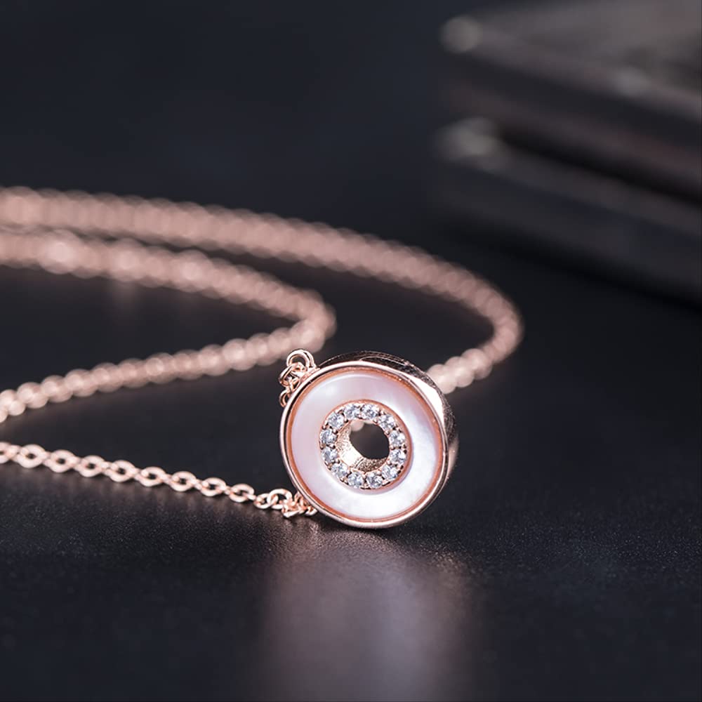 YZYSHHX Colgante y Collar Redondo Ahuecado para Mujer, joyería geométrica con Temperamento de Concha con Incrustaciones, Hecha en China