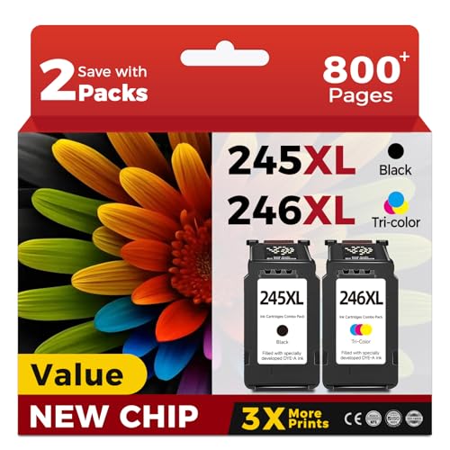 Skyink Compatible Ink Cartridge Replacement for Canon 245XL 246XL 245 246 XL (Black Color 2 Pack) PG245 CL246 MX490 MG2522 MX492 TR4520 TR4500 MG2520 TS3300 TS3322 MG2525 TR4522 TS3100 TS3122 TS3320