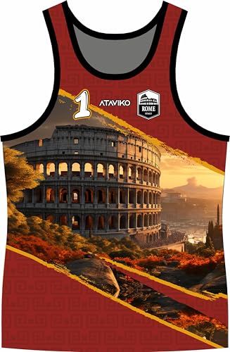 Ataviko Canotta Roma, Gym Palestra, Beach Volley Mare, Sport Estivi (IT, Testo, XL, Regular, Regular, Standard, Granata)
