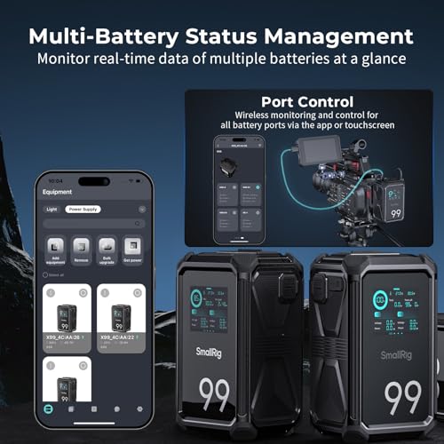 Image of SMALLRIG V Mount Battery, 99Wh / 6800mAh Dual D-TAP V Mount Battery, 100W Output 2H Full Charge, with USB-C, DC Ports, APP Control, 2.0 inch Touchscreen, for Camera, Camcorder, Monitor, Video Light