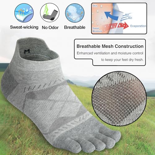 Meaiguo Toe Socks for Men Women-Breathable Low Cut Five Finger Socks For Running with Arch Support 4 Pairs2