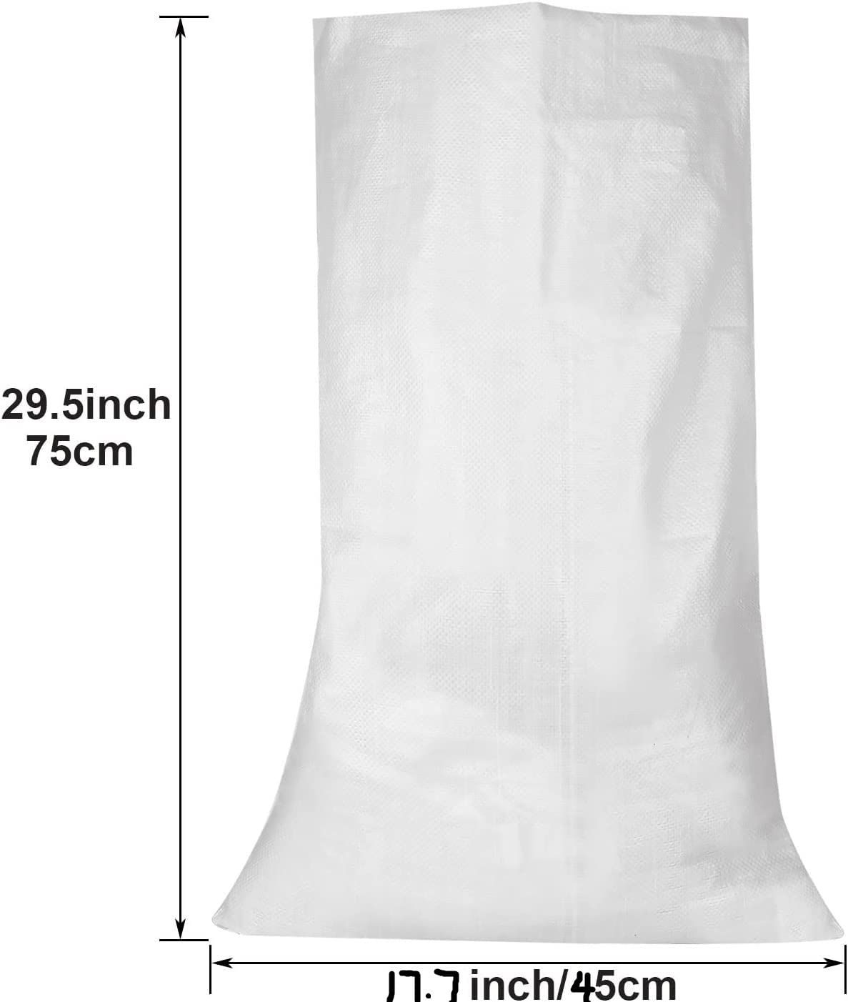 MIVIDE 30 sacchetti di sabbia bianca da 45x75 cm, sacchi per macerie in tessuto resistente, con 100 cravatte, sacchi per macerie intrecciati, per terreni da giardino e macerie