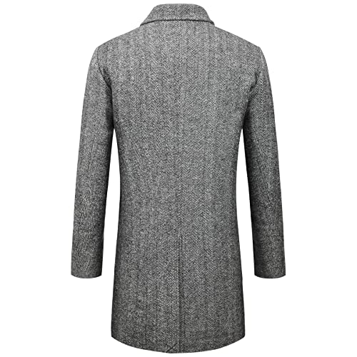 Image of WULFUL Men Wool Trench Coat Slim Fit Winter Coat