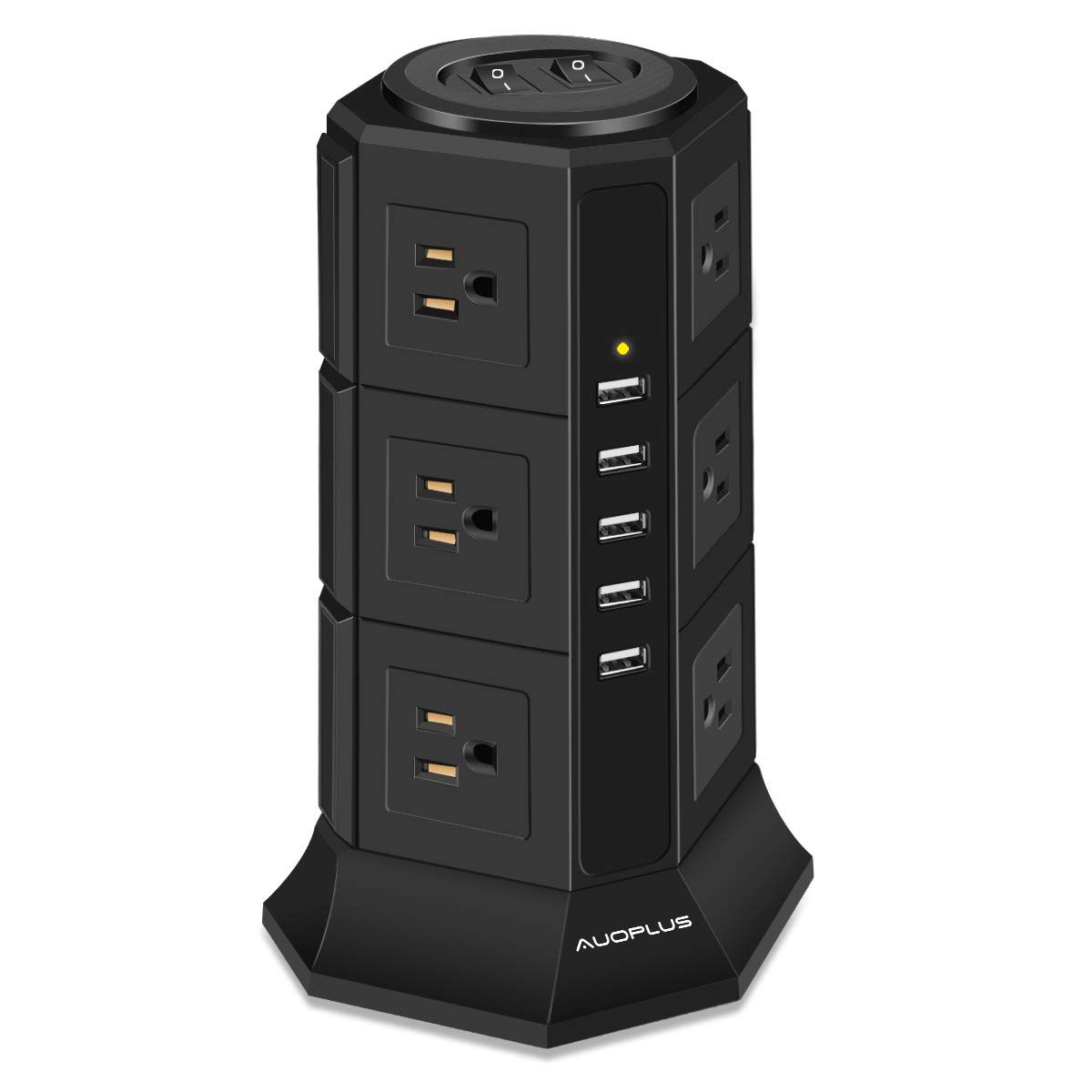 ✨AUOPLUS 電源タップ タワー式 ブラック Amazon.co.jp: AUOPLUS 電源タップ タワー式 12個AC口 コンセント 5USB