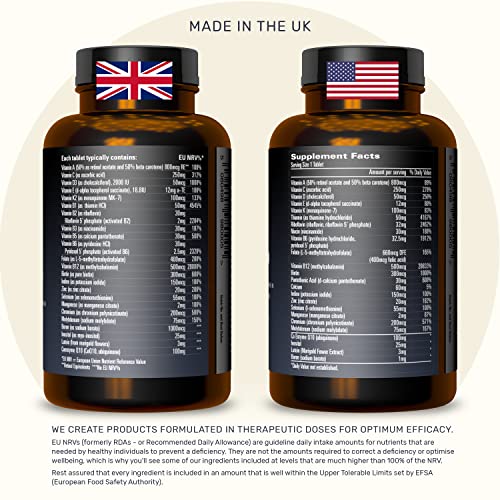 Inessa Multivitamin with CoQ10 100mg, Vitamin D3 2000 IU, K2 100mcg, B Complex, Vitamins A 800mcg, Folic Acid as 5-MTHF 400mcg, Zinc 20mg and Lutein - Image 3