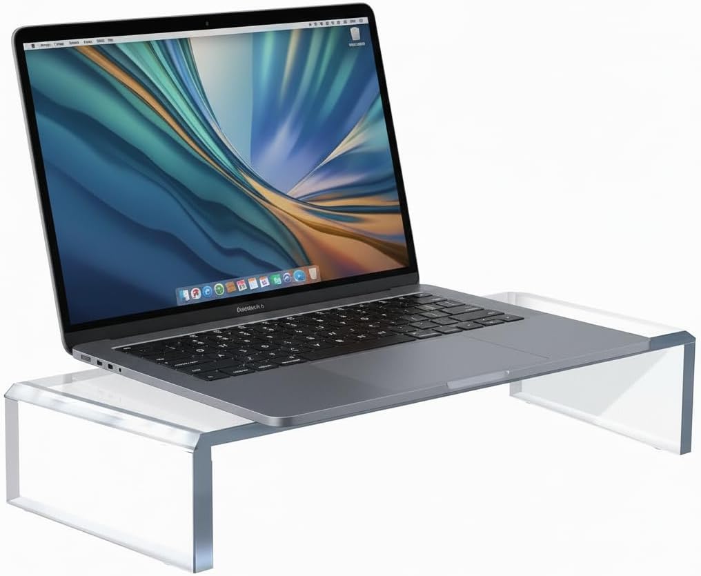 Azar 515360 Acrylic Monitor Stand Riser – Made in USA Laptop stand and Monitor Riser Acrylic Monitor Stand Riser Clear Laptop Stand for Desk Ergonomic Display Riser, Clear (21-Inch-Luxury Handcrafted)