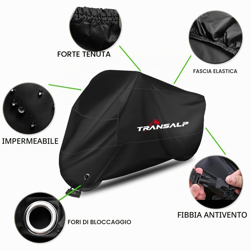 Telo coprimoto per esterni e interni 210D in poliestere antipolvere, antivento, antipioggia, impermeabile, per XL 750 Transalp 2023 2024 Transalp XL750 (295cm * 110cm * 140cm)