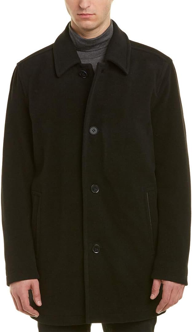 Cole Haan Men's Button Up Wool Plush Car Coat