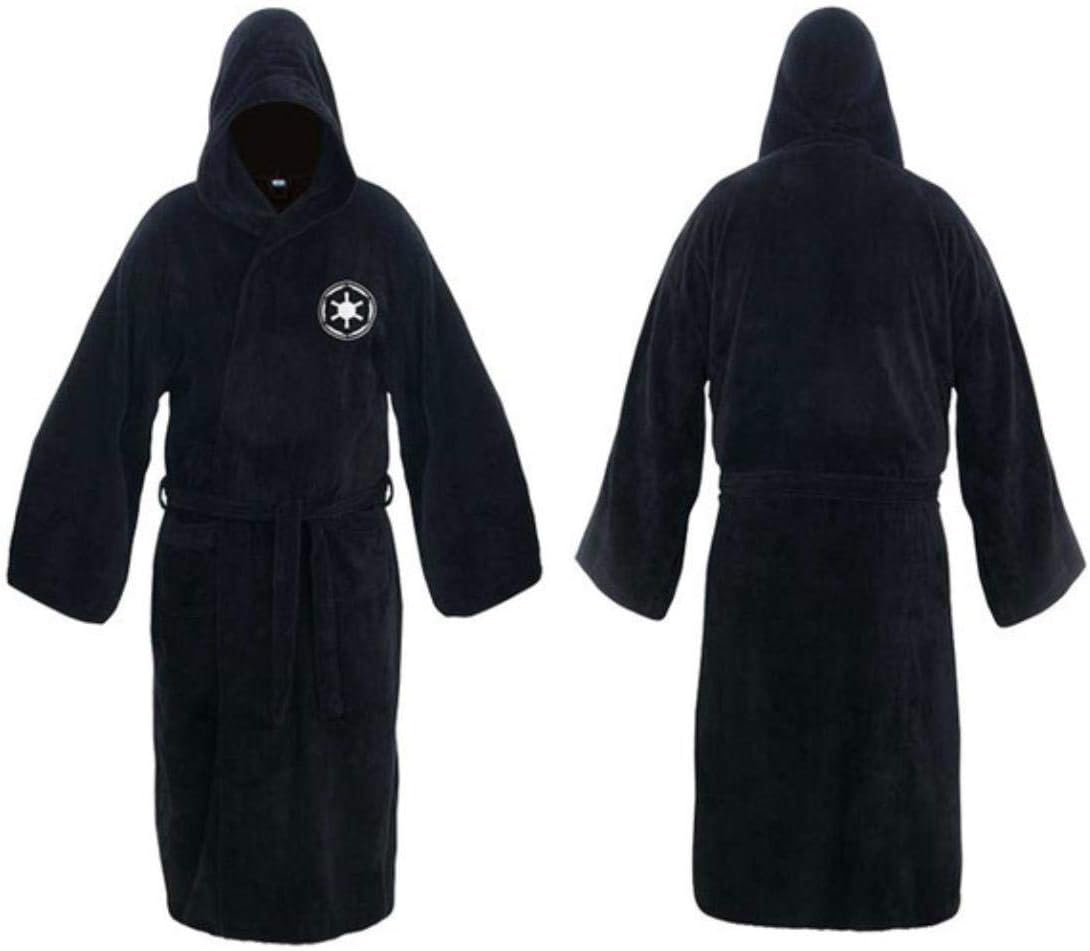 Flannel Robe Male With Hooded Thick Star Wars Dressing Gown Jedi Empire Men'S Bathrobe Winter Long Robe Mens Bath Robe Pajamas,Black,M