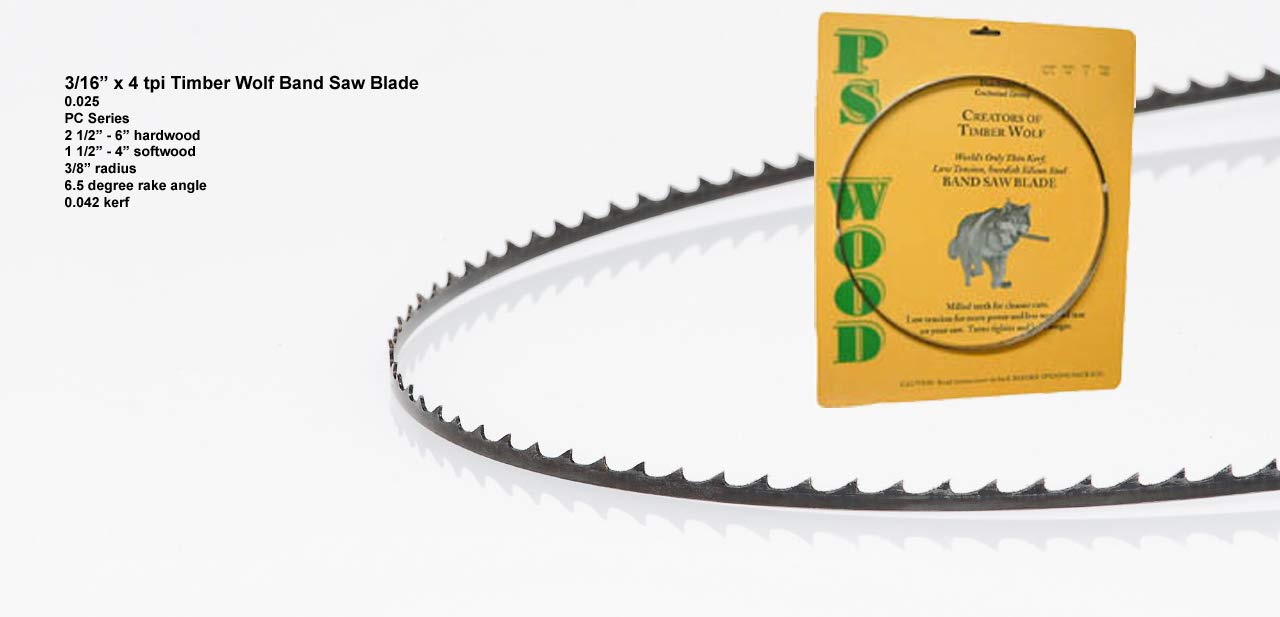 PS Wood Timber Wolf 70 1/2 x 3/16 x 4 tpi Band Saw Blade fits Rikon 10" 10-305, Craftsman 10" 21400, Atlas 10" Workshop 9360, 912