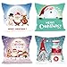 YUIP 4 Piezas Funda de Almohada de Navidad, Funda de cojín de muñeco de Nieve, Funda de cojín de Alce, Fundas de Almohada de Santa, decoración navideña