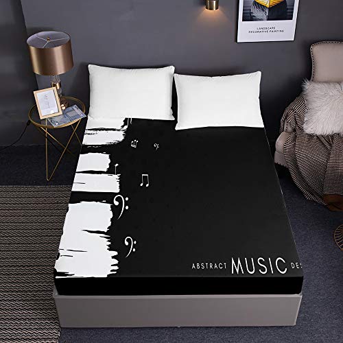 Drap housse de matelas 30cm epais microfibre resistant piano 3D