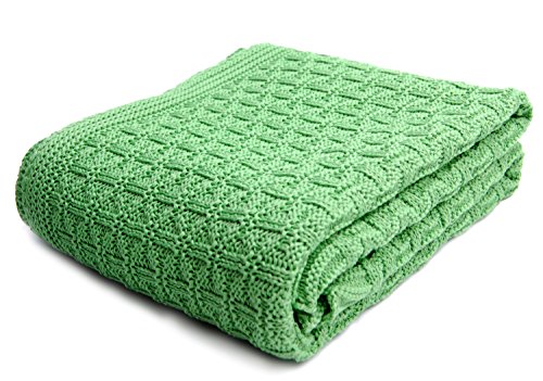 SonnenStrick 3009002 Babydecke/Kuscheldecke/Strickdecke aus 100% Bio Baumwolle kba Made in Germany, 100 x 90 cm, grün