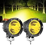 Auxbeam Yellow LED Pod Lights 4 Inch 72W Round Offroad Light Bar Yellow Fog Lights 3500LM Amber...