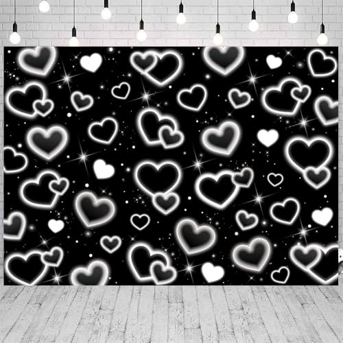 Toile de fond cœur paillettes noir haut de gamme pour grand studio mariage 2,4m