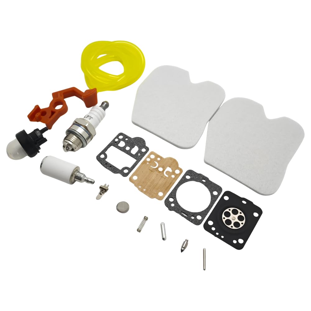 Kit de carburador Servicio 17 Piezas, Filtro Aire y Combustible for Motosierra McCulloch CS340 CS380, línea Gasolina, Bombilla cebado, Juego bujías, repuestos