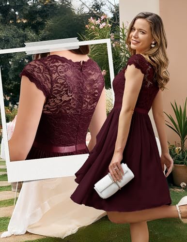 Image of Wedtrend Women's Bridesmaid Dresses Short Prom Dress Ruffle Semi Formal Cocktail Dresses Floral Homecoming Dress