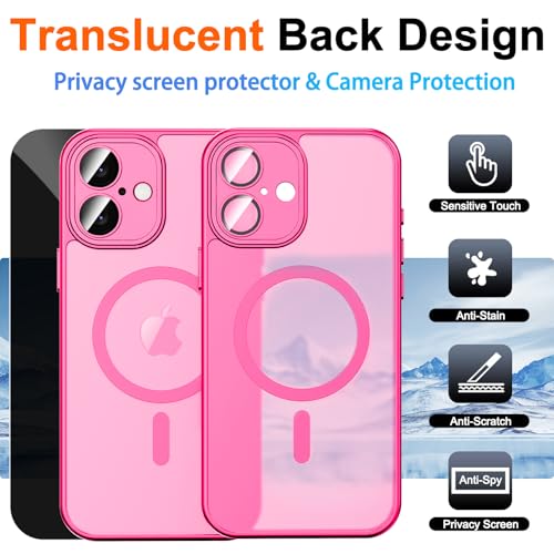 Image of for iPhone 16 Case with Privacy Screen Protector, Hot Pink
