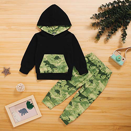 Soapow 2 stks Kids Peuter Jongen Camouflage Mode Pak Hooded Shirt Broek Outfits - Image 3