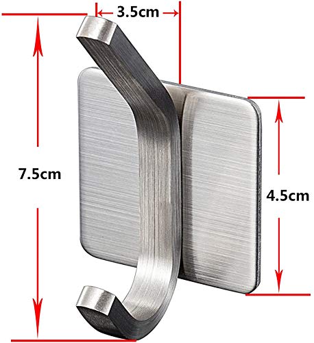 YIGII Towel Hook/Adhesive Hooks - Bathroom Hooks Wall Hooks Bath Show Robe Hook Self Adhesive Coat Hook Stick on Wall Stainless Steel Brushed 4-Pack - Thumbnail 2
