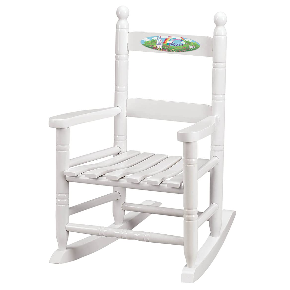Fox Valley Traders Custom Childrens Rocking Chair, Features Classic Rocker Design and Hardwood Construction, White Finish with Princess Design