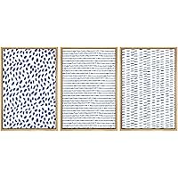 SIGNWIN Framed Canvas Print Wall Art Pattern of Blue Lines and Blue Circles Decorative Illustrations Abstract Contemporary Portrait for Living Room, Bedroom, Office - 16