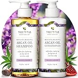 Tree To Tub Hydrating Sulfate Free Shampoo and Conditioner Set for Dry Hair, Dry Scalp, Frizz - Moisturizing Argan Oil Shampoo and Conditioner for Women & Men w/Organic Aloe Vera All Natural Lavender (Misc.)