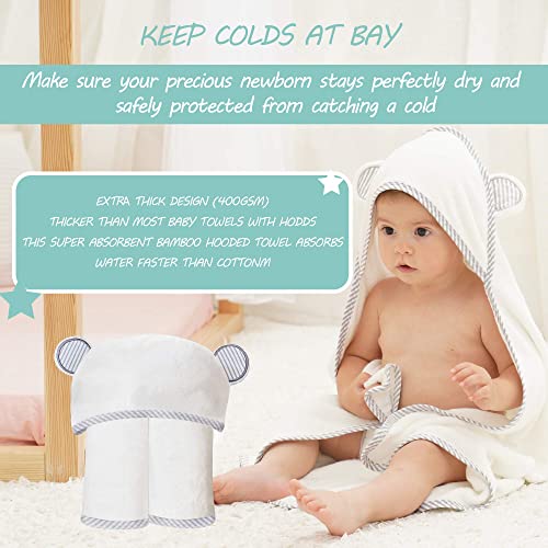 Large 2 Pack Ultra Soft Bamboo Hooded Baby Towel - 35 X 35 Inch - Ultra Absorbent Hooded Bath Towels With Ears For Babies, Toddler, Infant - Newborn Essential Cute For Boys And Girls By Sweet Dolphin #TOP3