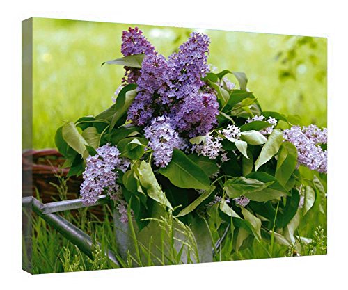 Toile bouquet de lilas avec cadre bois haut de gamme