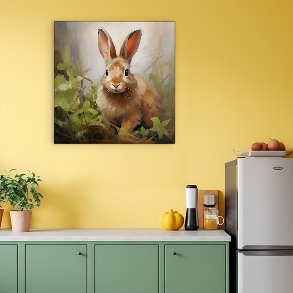 Canvas for Living Room. Whispers of Nature: A Detailed Brown Rabbit in Soft Contrast, 27 x 18 inch Canvas Wall Art - Ready to Hang
