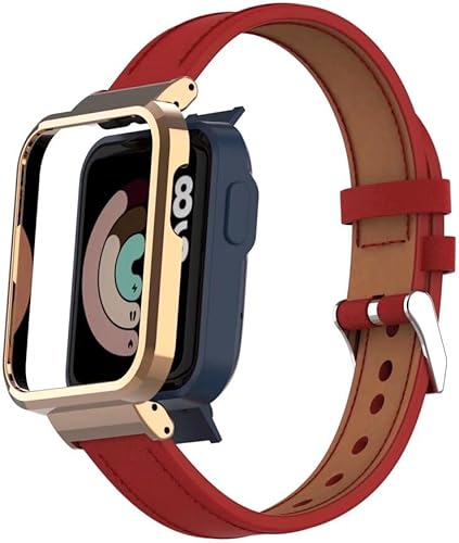Vista 8 de Compatible con Xiaomi Mi Watch Lite/Redmi Watch, correa de cuero de repuesto con marco de metal para Xiaomi Redmi Watch Fitness Tracker