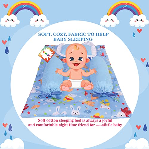 Bantoo-New-Born-Baby-Bedding-Gaddi-Set-Cotton-Sleeping-Mattress-with-Pillow-Side-Bolster-0-6-Months-Blue