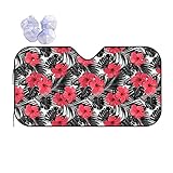 Excepcional reducción de calor y bloqueo solar: este parasol de hibisco rojo está diseñado especialmente para mantener el interior de tu coche fresco y cómodo. También evita la decoloración y agrietamiento de tus tableros bloqueando eficazmente los rayos UV y el calor del sol dentro de los interiores, asientos, tableros y otros dispositivos electrónicos.