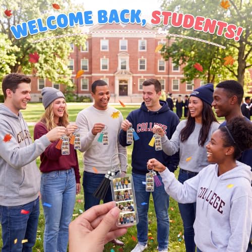 Image of Henoyso 36 Sets 3.3x1.3 Inch Acrylic Photo Frame 2026 Back to School Customizable Keychain with Tassels Back to School Teacher Gift Picture Insert Blank Clear Picture Holder for DIY