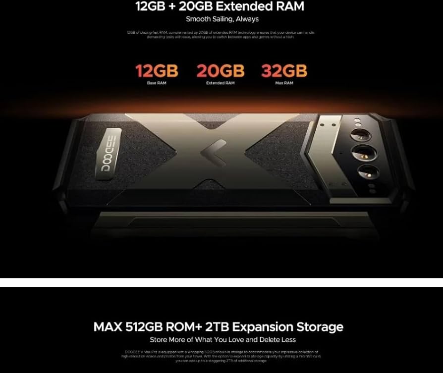 Amazon | DOOGE V Max Pro堅牢耐久性携帯電話12 GB+512 GB 6.58インチ