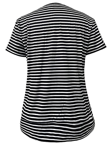 Women's Cute Cat Animal Round Neck Short Sleeve Casual Stripe T-Shirts Workout Tops Tees (Black, Xl) #TOP2