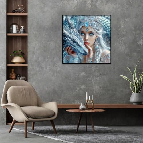 PICKFORU Puzzle de 1000 Piezas Snow Realm Guardian para Adultos, Rompecabezas de Fantasía con Mujer Dragón, Escena Mítica como Decoración para el Hogar miniatura 5