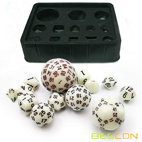 Bescon Super Glowing In Dark Complete Polyhedral Rpg Dice Set 13Pcs D3-D100 #TOP5