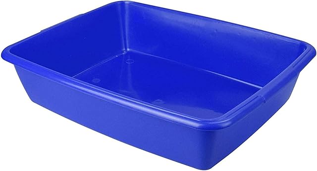 Large 48cm Cat Kitten Dog Puppy Pet Litter Tray Plastic Toilet Training Loo Easy Clean Cats Trays (Blue)
