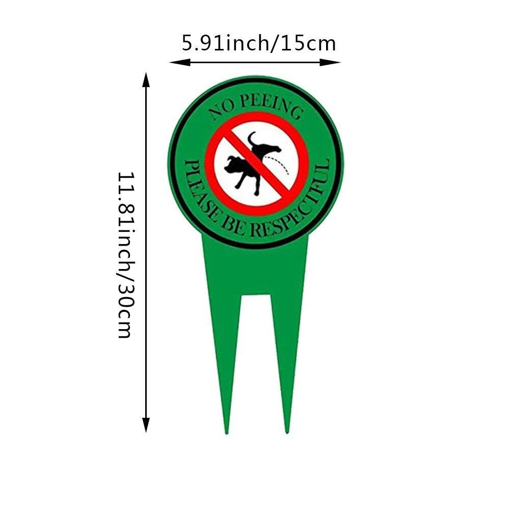 thumbnail: Geen Poepende Hond Bord - Dubbelzijdig - 15x30cm - Groen Aluminium - Voor Gazon Of Tuin