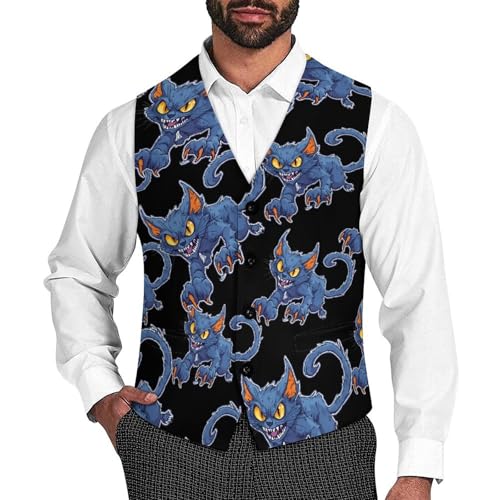 Claw Cat Casual Suit Vest for Men Formal Business Dress Regular Fit Waistcoat Tuxedo